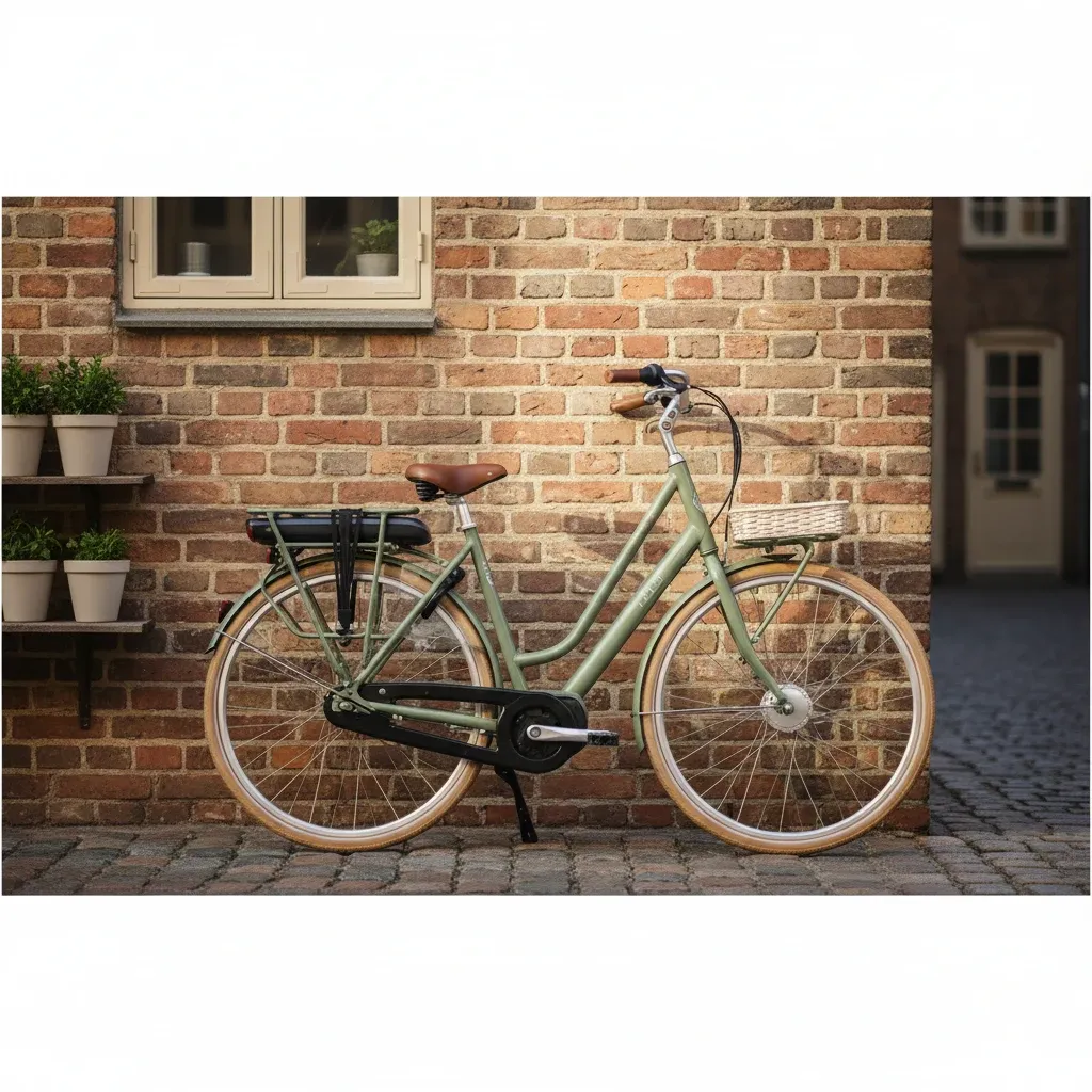 Gazelle Paris C7 Urban Dame el-cykel set fra siden mod en cremehvid baggrund