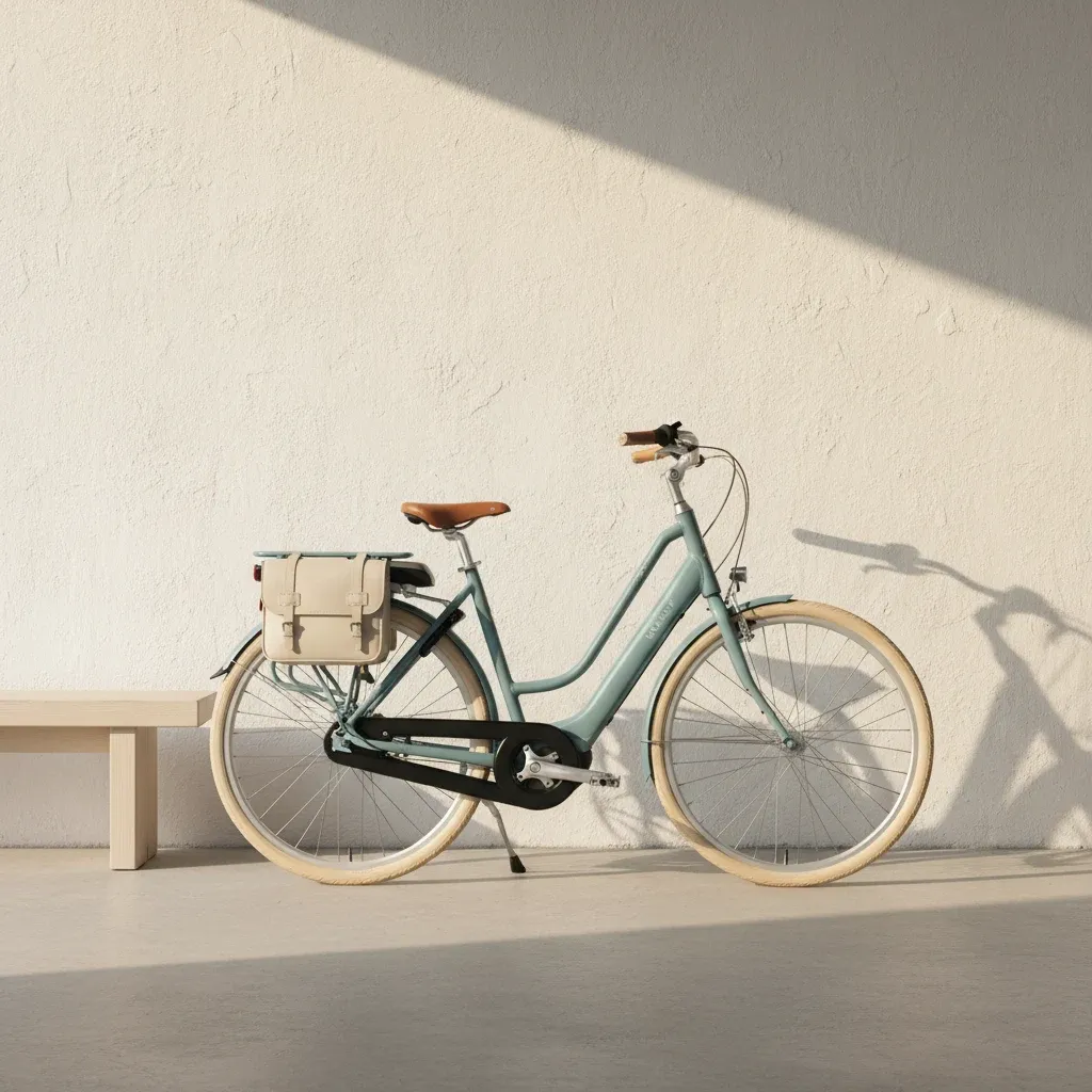 Kalkhoff IMAGE 1.B Nordic dame el-cykel set fra siden mod en cremehvid baggrund