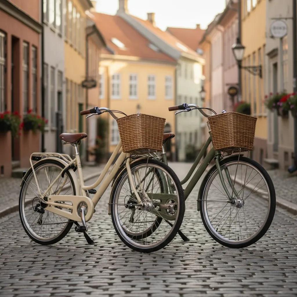Dame el-cykel med midtmotor placeret ved kranken, gul markering omkring motorhuset